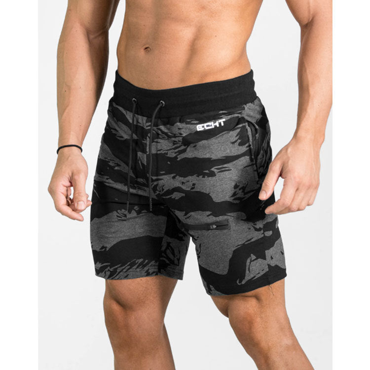 Running training, sports fitness, running, camouflage, casual, five-point shorts Image