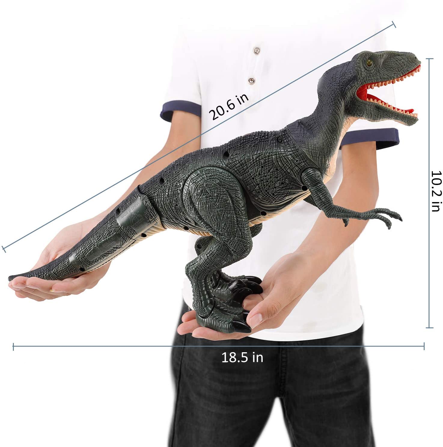 Remote Control R C Walking Dinosaur Toy With Shaking Head,Light Up Eyes & Sounds ,Velociraptor,Gift For Kids Amazon Platform Banned Image