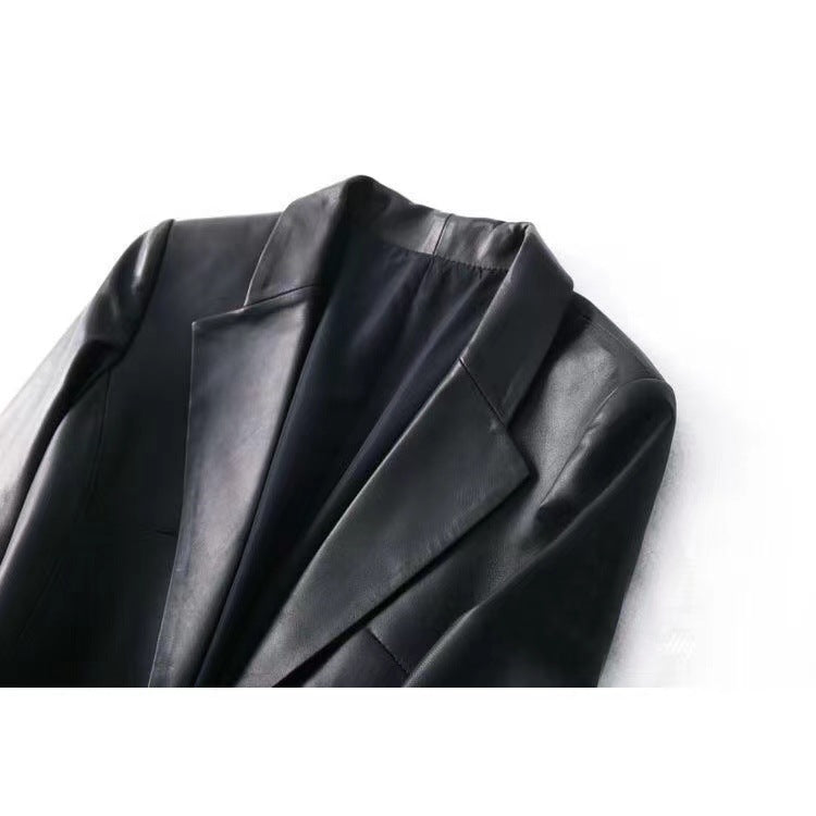 Slim Suit Collar Leather Little Jacket Image