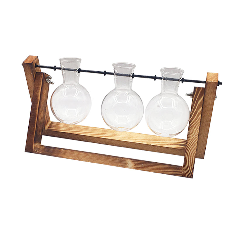 Swing Wooden Stand Hydroponic Plant Container Glass Vase Image