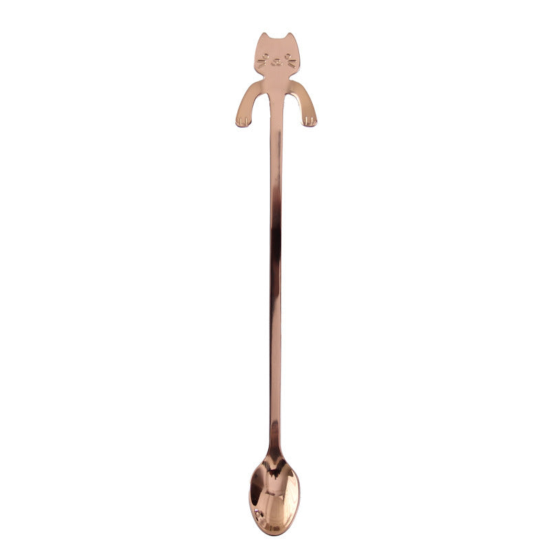 Cross-border 304 Stainless Steel Spoon Cartoon Cat Handle Hanging Coffee Spoon Image