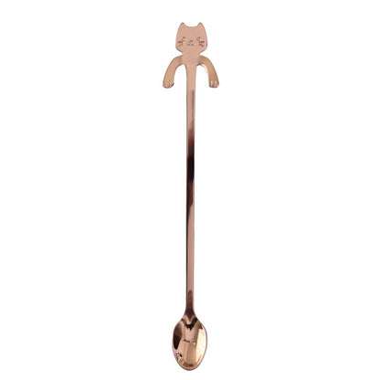 Cross-border 304 Stainless Steel Spoon Cartoon Cat Handle Hanging Coffee Spoon