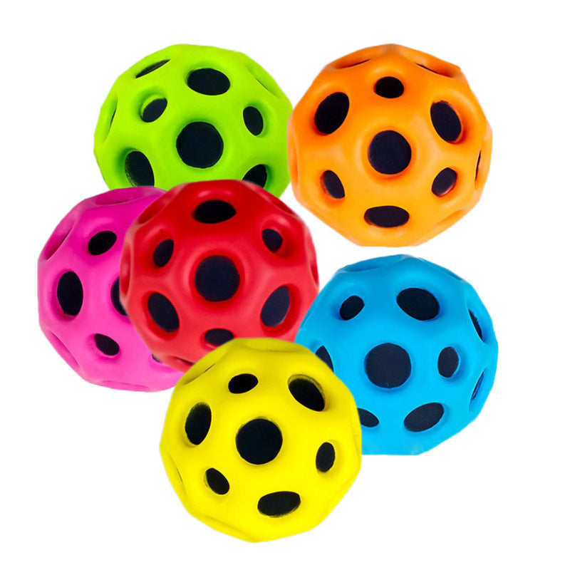 Hole Ball Soft Bouncy Ball Anti-fall Moon Shape Porous Bouncy Ball Kids Indoor Outdoor Toy Ergonomic Design Image