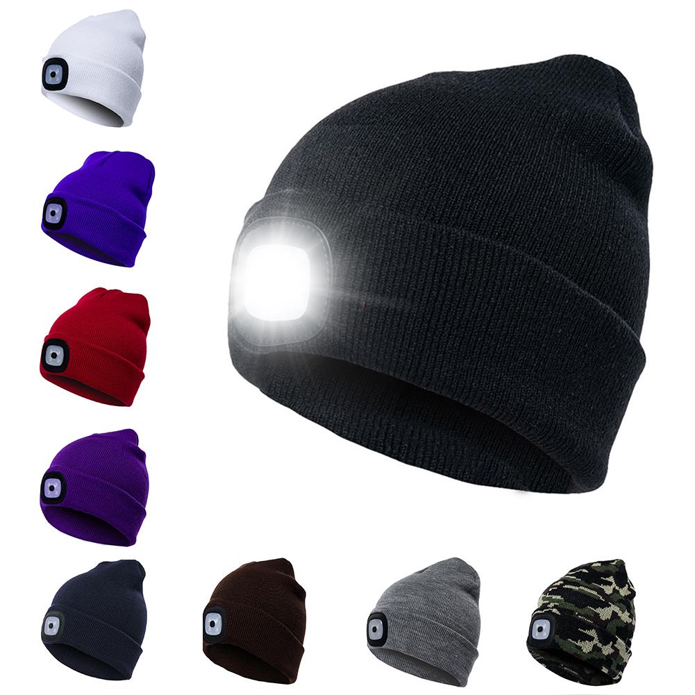 LED Knit Hat Button Cell Type Knitted Hat With Light Glowing Image