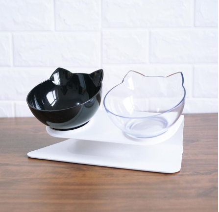 New Inclined Food Cat Ear Oblique Mouth Transparent Single Pet Bowl Image