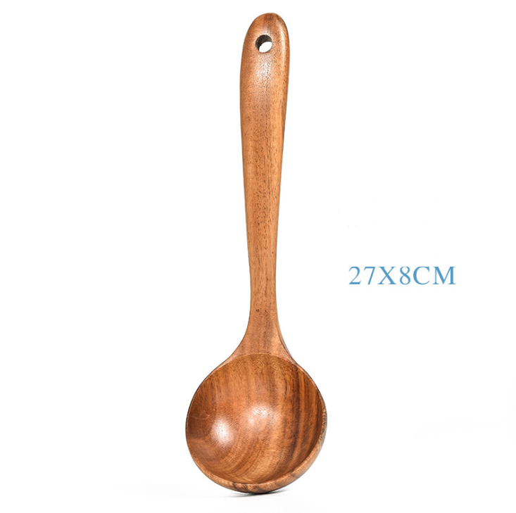 Teak Natural Wood Tableware Spoon Ladle Turner Rice Colander Soup Skimmer Cooking Tool Sets Spoon Scoop Kitchen Tools Gadgets Image