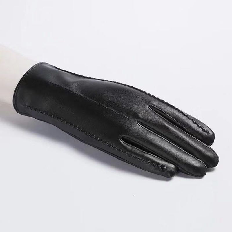 Lined warm PU leather gloves Image