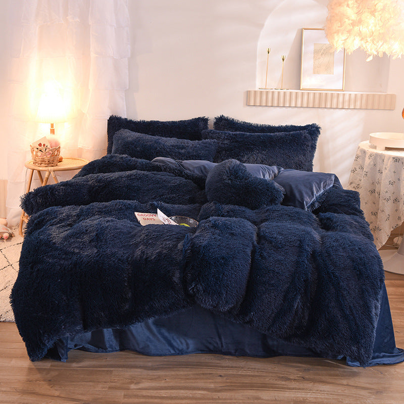 Luxury Thick Fleece Duvet Cover Queen King Winter Warm Bed Quilt Cover Pillowcase Fluffy Plush Shaggy Bedclothes Bedding Set Winter Body Keep Warm Image