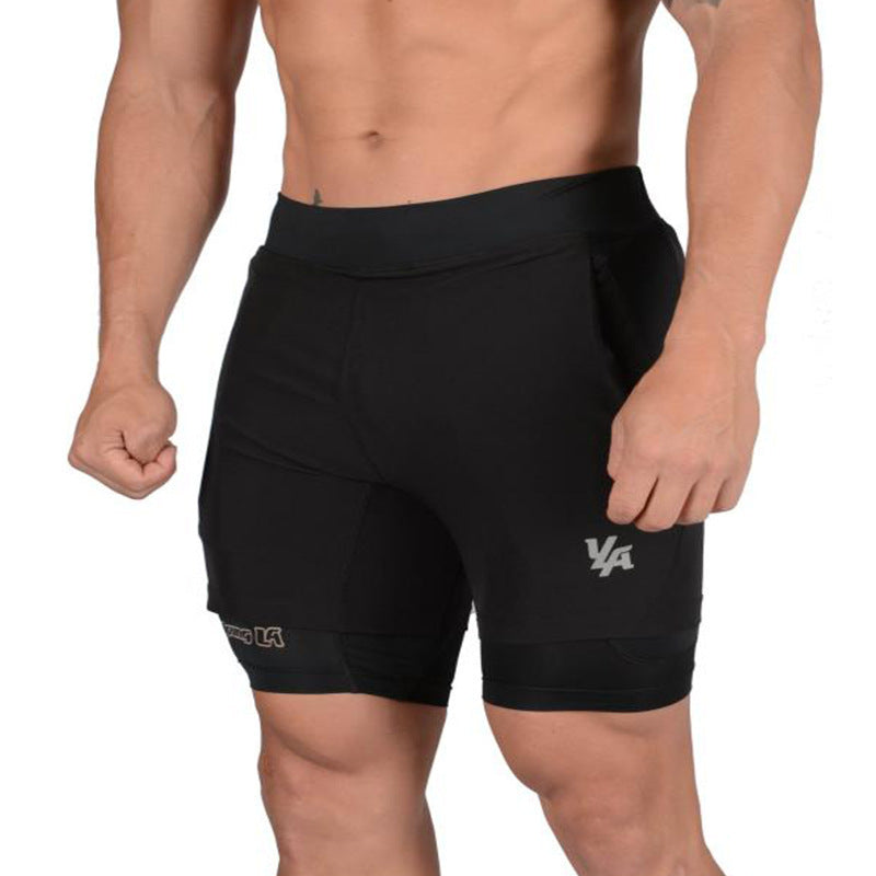 New Running Shorts Summer Men's Gym Fitness Bodybuilding Training Quick-drying Shorts Men's Jogging Running Sports 2-in-1 Shorts Image