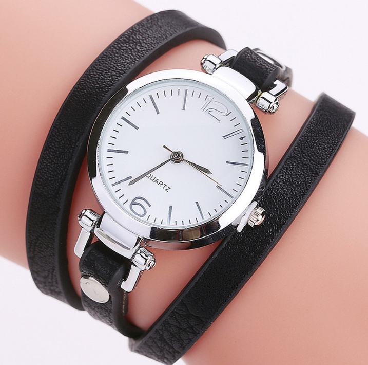 Women's Circle Bracelet Watch PU Strap Simple Alloy Small Dial Women's WatchM Image