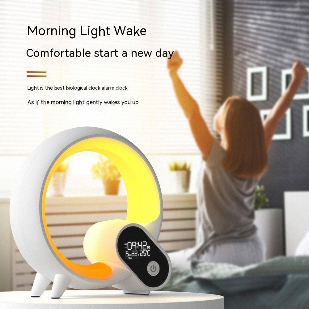 Creative Q Light Analog Sunrise Digital Display Alarm Clock Bluetooth Audio Intelligent Wake-up Q Colorful Atmosphere Light Image