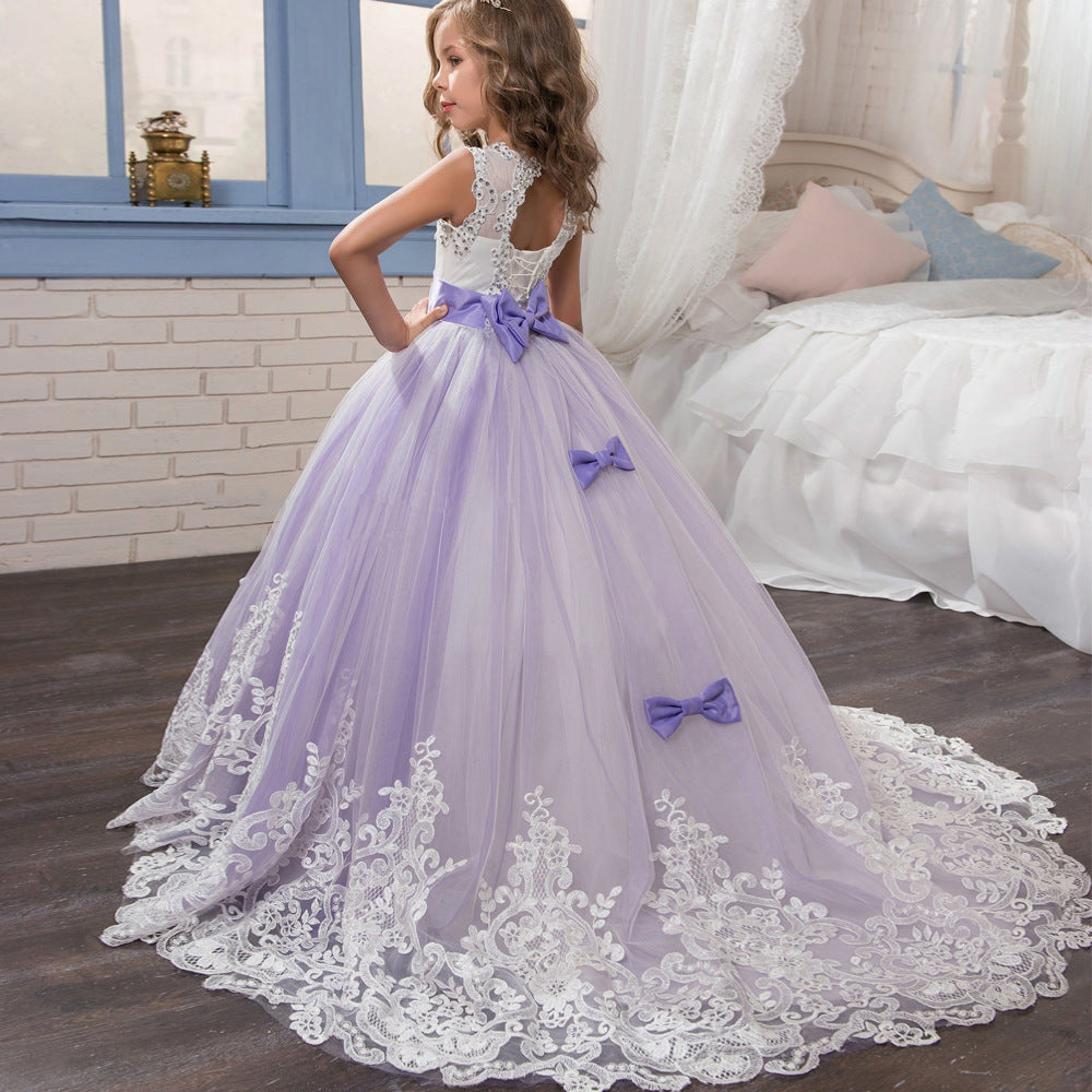 Europe and the United States new children's clothing children's lace wedding dress skirt pettiskirt princess dress flower girl dress girls birthday piano Image