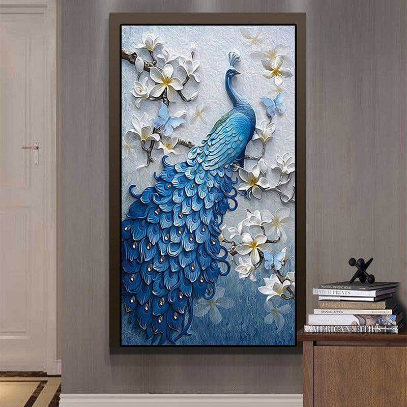 New 5d diamond painting full of peacock blue porch diamond painting Image