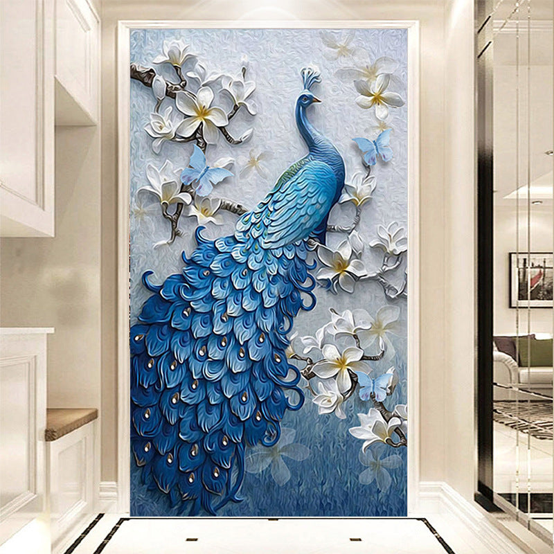 New 5d diamond painting full of peacock blue porch diamond painting Image