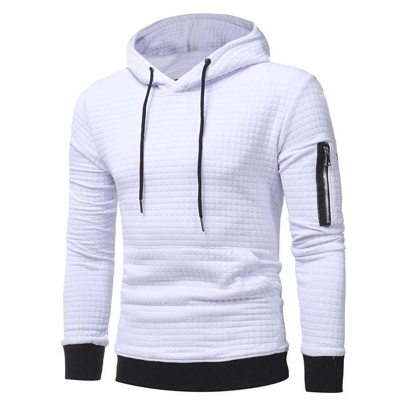 Men Sweatshirt Hoodie With Arm Zipper Long Sleeve Slim Tops Image