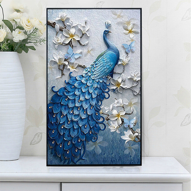 New 5d diamond painting full of peacock blue porch diamond painting Image