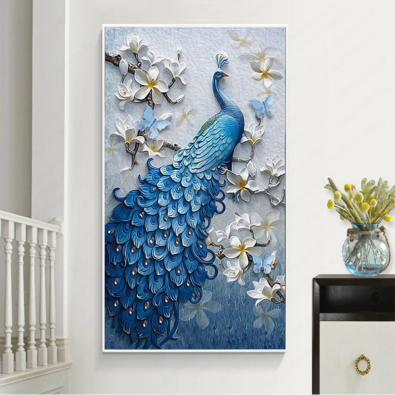 New 5d diamond painting full of peacock blue porch diamond painting Image