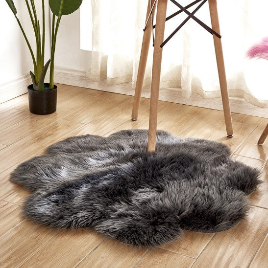 Artificial Woolen Carpet Rug Floral Shape Sheepskin Hairy Carpet Faux Mat Seat Pad Fur Warm Tapetes Floor Mat Soft Area Rug Image