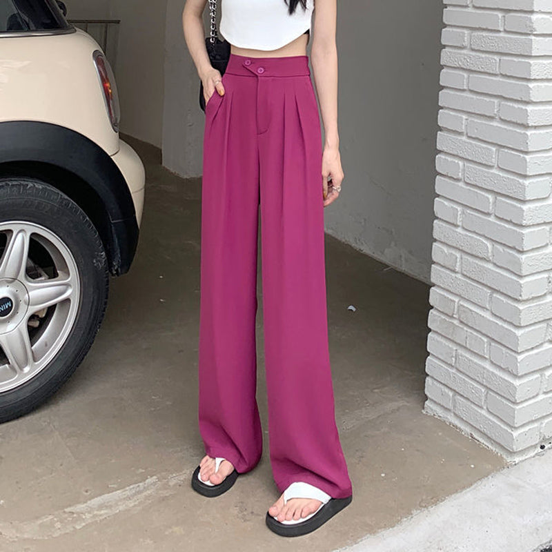 Women's New High Waist Loose Drape Suit Wide Leg Pants Image