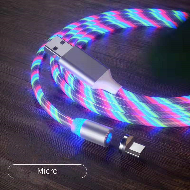 Magnetic Charging Cable Streamer Fast Charging Cable Lighting Micro USB Cable LED Magnet Charger Type-C Cable Image