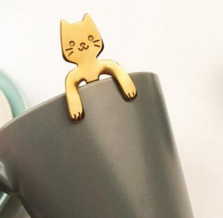 Cross-border 304 Stainless Steel Spoon Cartoon Cat Handle Hanging Coffee Spoon Image