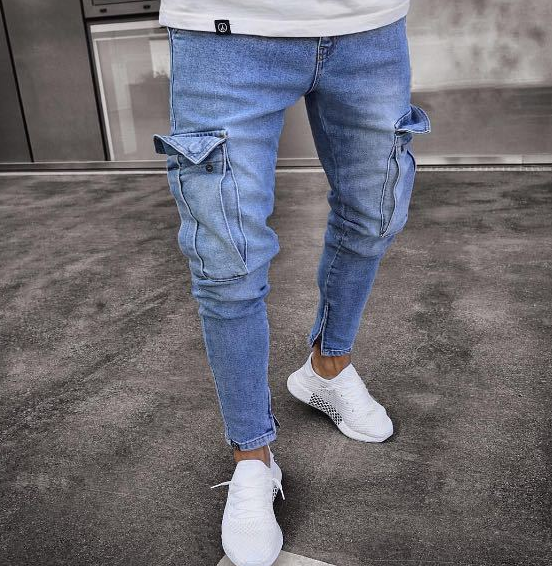 Cargo Hole Denim Jeans Men Image