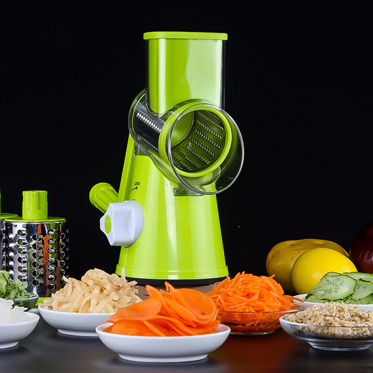 Vegetable Cutter Round Mandoline Slicer Potato Julienne Carrot Grater Cheese Image