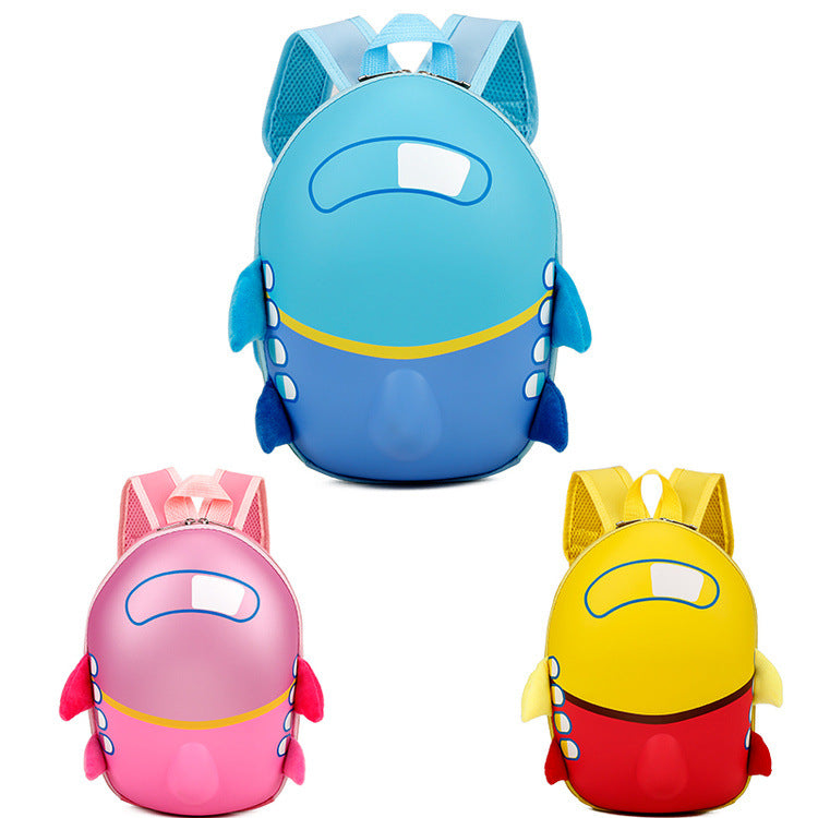 Wholesale children's cartoon kindergarten schoolbag small aircraft hard shell backpack waterproof eggshell double shoulder bag Image