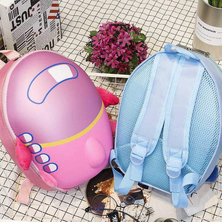 Wholesale children's cartoon kindergarten schoolbag small aircraft hard shell backpack waterproof eggshell double shoulder bag Image