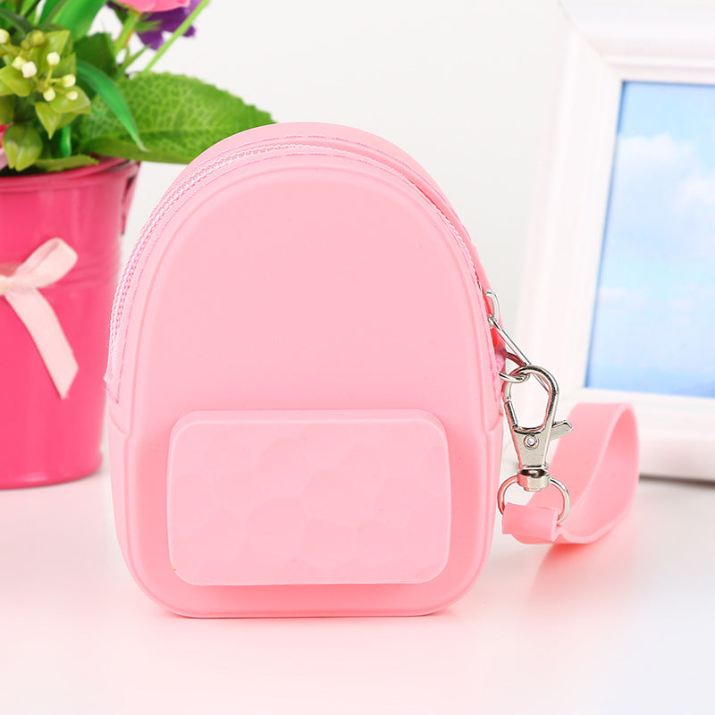 Lovely silicone earphone backpack portable handbag, handbag, handbag, purse, zero purse, children's candy color key bag manufacturer Image