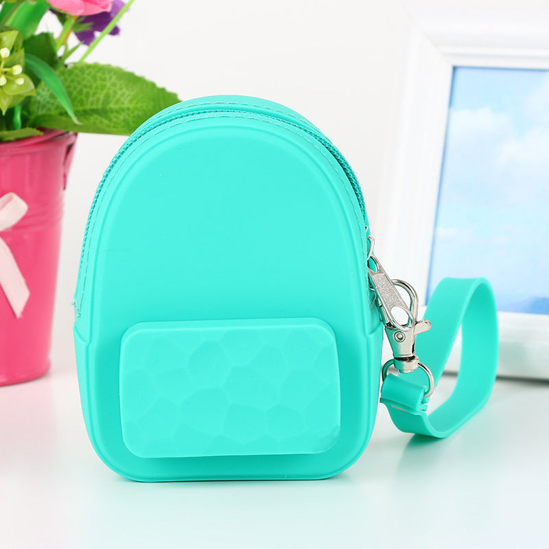 Lovely silicone earphone backpack portable handbag, handbag, handbag, purse, zero purse, children's candy color key bag manufacturer Image