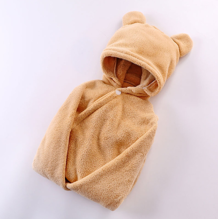 Cotton baby care hooded bath towel Image