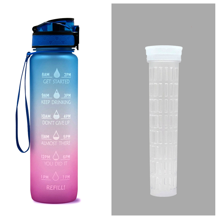 1L Tritan Water Bottle With Time Marker Bounce Cover Motivational Water Bottle Cycling Leakproof Cup For Sports Fitness Bottles Image