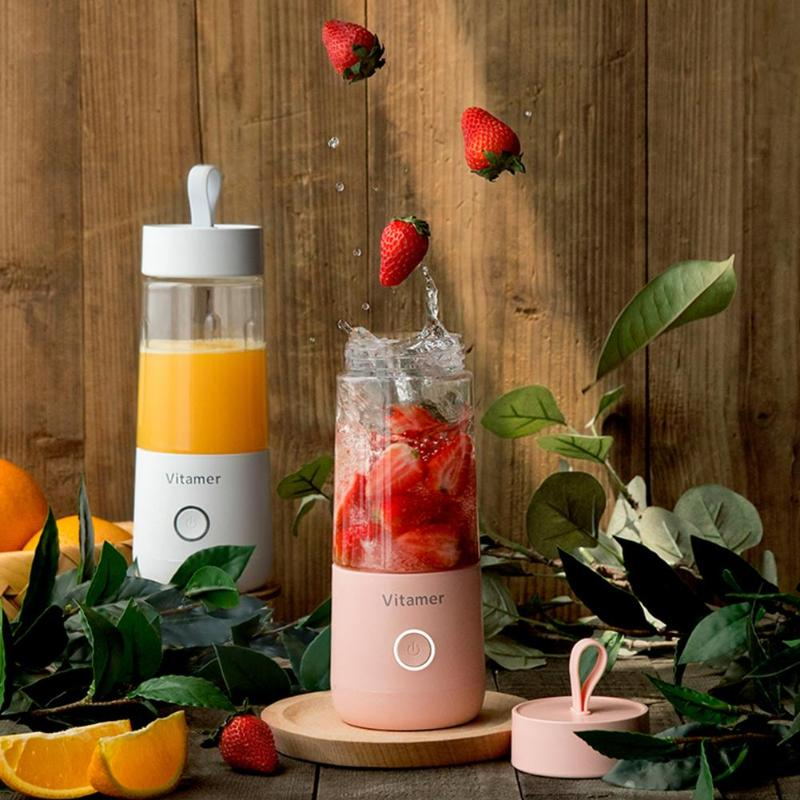 350ml Portable Blender Juicer Electric USB Rechargeable Mixer Smoothie Slushy Cup Fresh Juice Blender Bottle USB Charging Kitchen Gadgets Image