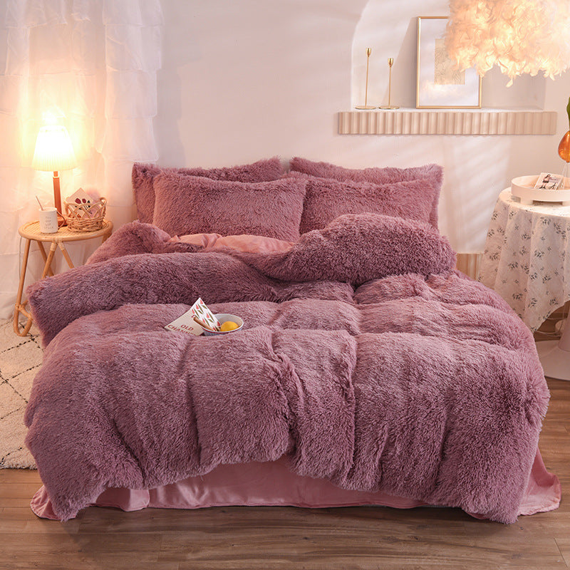 Luxury Thick Fleece Duvet Cover Queen King Winter Warm Bed Quilt Cover Pillowcase Fluffy Plush Shaggy Bedclothes Bedding Set Winter Body Keep Warm Image