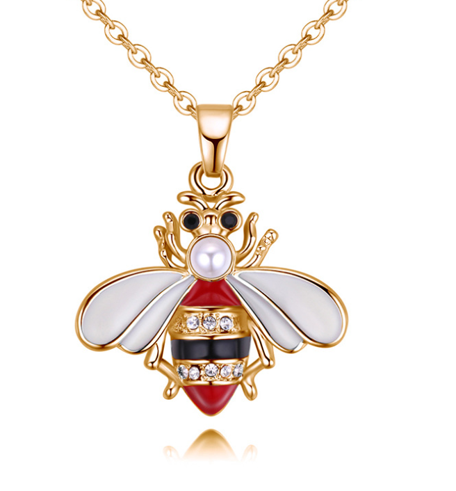 Summer Jewelry Necklace Lady Cartoon Cute Drop Oil Studded Bee Pendant Image