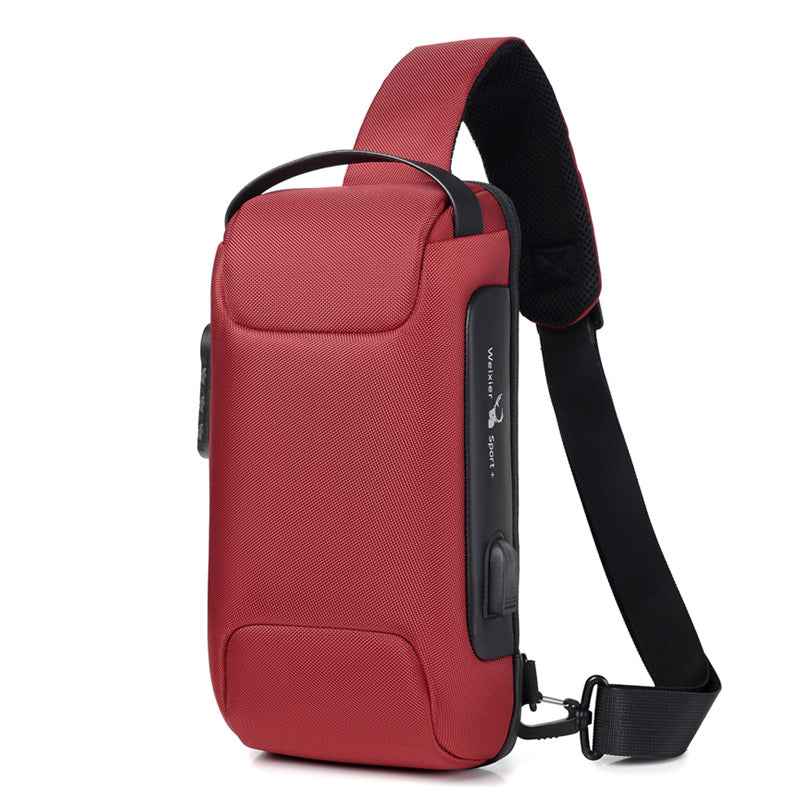 Waterproof USB Anti-theft Bag Men Oxford Crossbody Shoulder Bag Sling Multifunction Short Travel Messenger Chest Pack Image