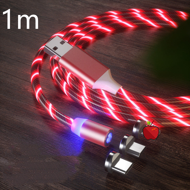 Magnetic Charging Cable Streamer Fast Charging Cable Lighting Micro USB Cable LED Magnet Charger Type-C Cable Image