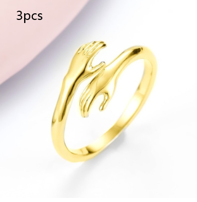 Alloy Simple Hands Hug Ring Opening Adjustable Jewelry Image