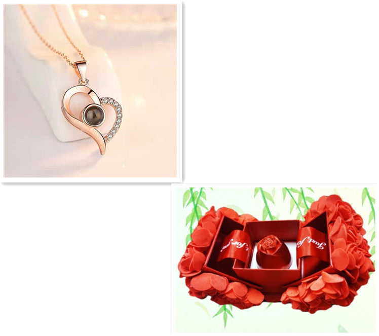 2023 Hot Valentine's Day Gifts Metal Rose Jewelry Gift Box Necklace For Wedding Girlfriend Necklace Gifts Image