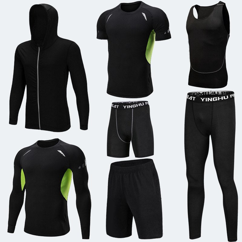 Running Workout Clothes Men 7pcs / sets Compression Running Basketball Games Jogging Tights set of underwear Gym Fitness sports sets Image