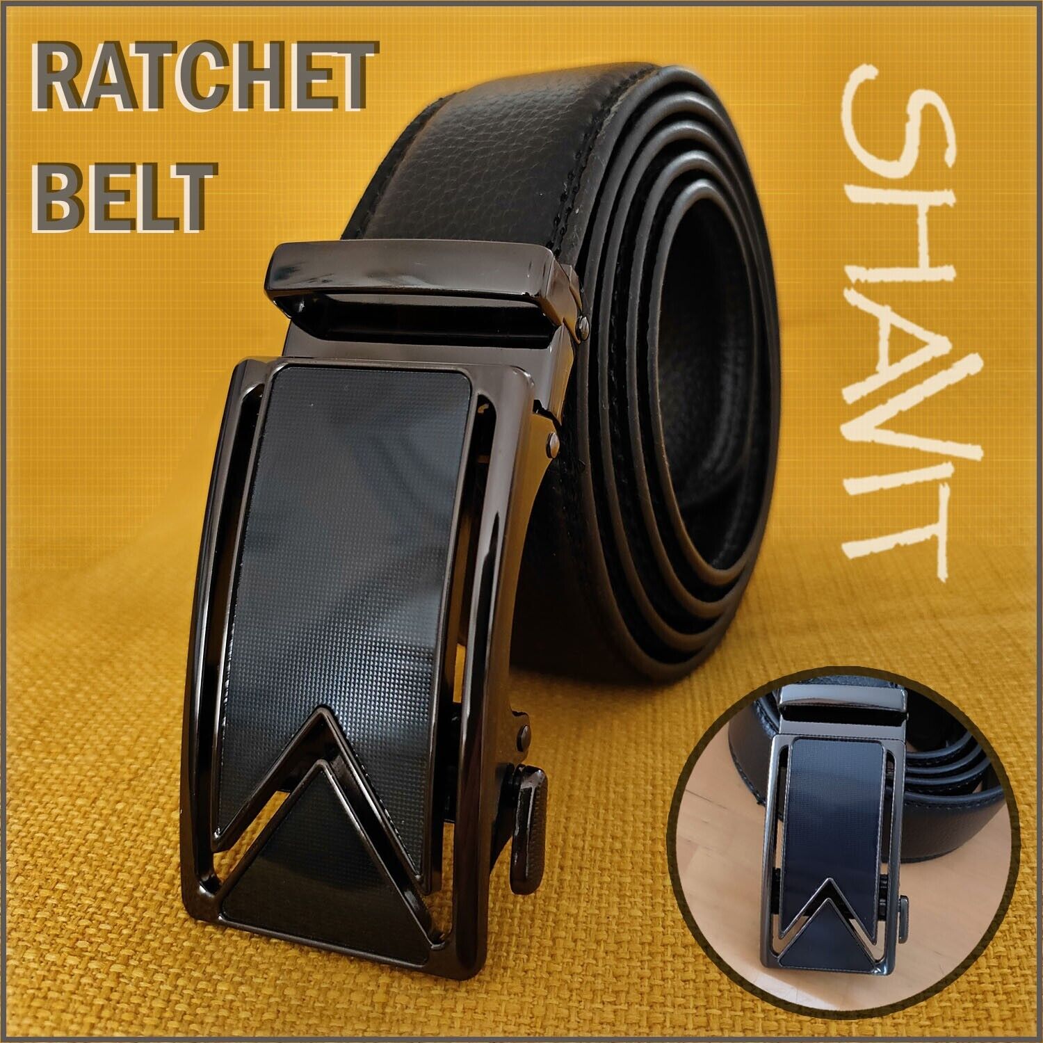 Microfiber Leather Mens Ratchet Belt Belts For Men Adjustable Automatic Buckle Image