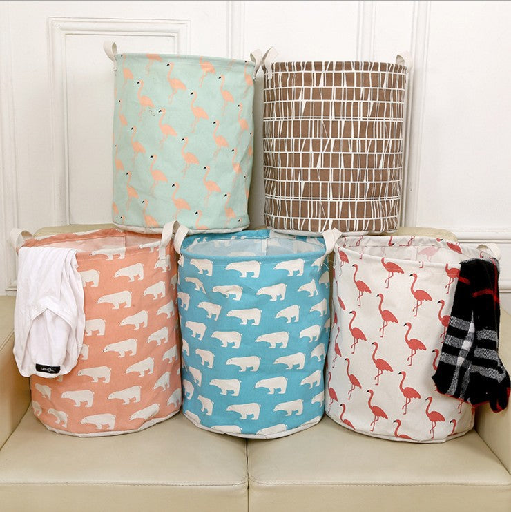 Foldable laundry basket, cotton and linen laundry basket, bathroom, laundry, dirty clothes, dirty clothes, toy storage basket Image