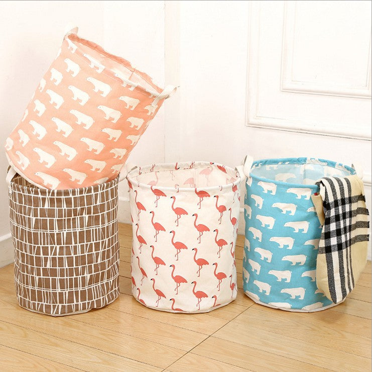 Foldable laundry basket, cotton and linen laundry basket, bathroom, laundry, dirty clothes, dirty clothes, toy storage basket Image