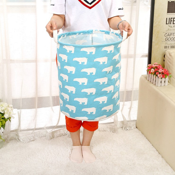 Foldable laundry basket, cotton and linen laundry basket, bathroom, laundry, dirty clothes, dirty clothes, toy storage basket Image