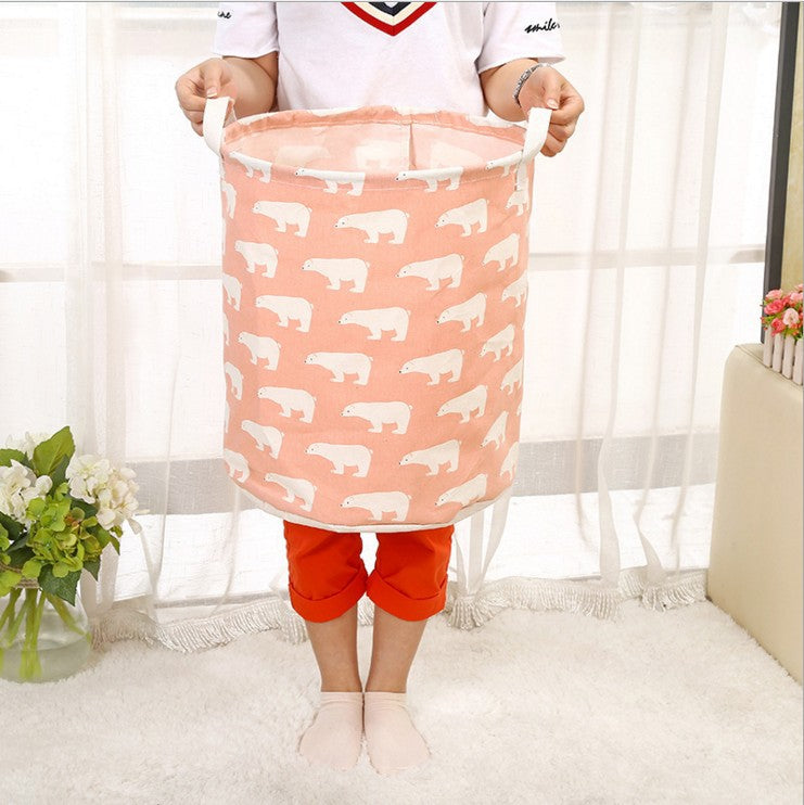 Foldable laundry basket, cotton and linen laundry basket, bathroom, laundry, dirty clothes, dirty clothes, toy storage basket Image