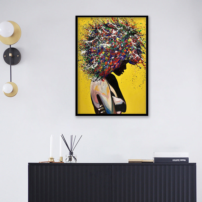 Girl portrait canvas print oil wall art poster Image