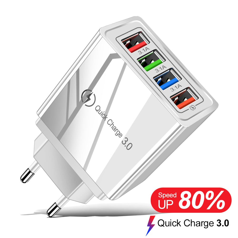 USB Charger Quick Charge 3.0 4 Phone Adapter For Tablet Portable Wall Mobile Charger Fast Charger Image