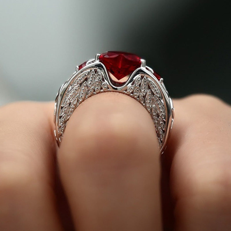 Princess Ring Heart-shaped Ruby Engagement Ring Image