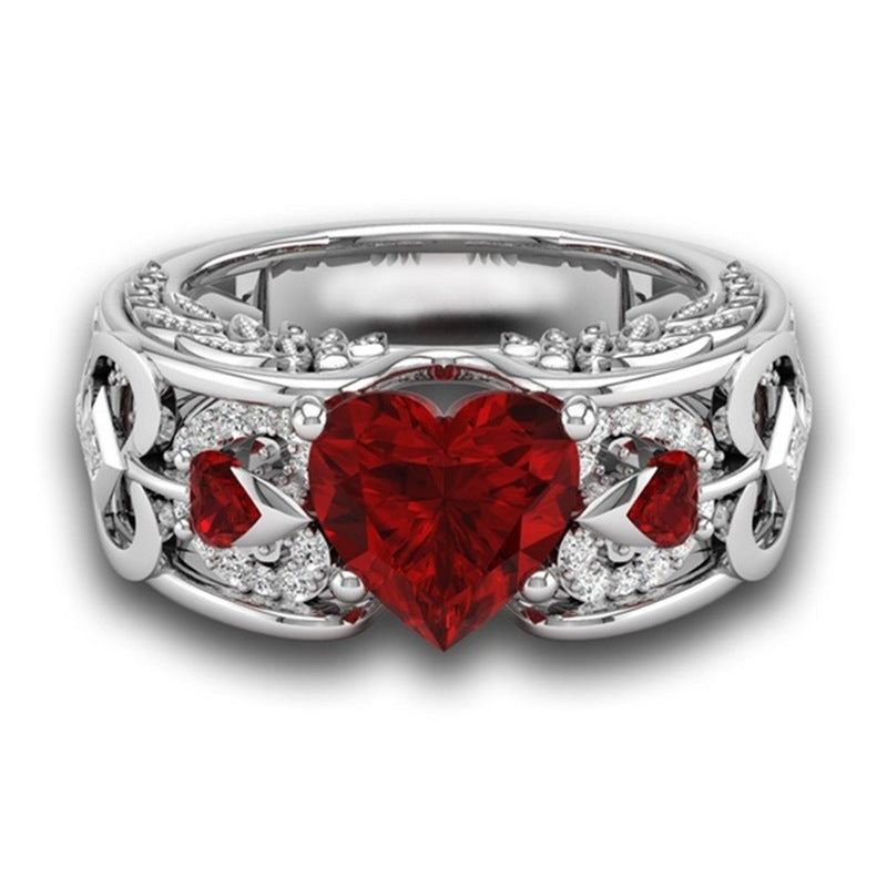 Princess Ring Heart-shaped Ruby Engagement Ring Image